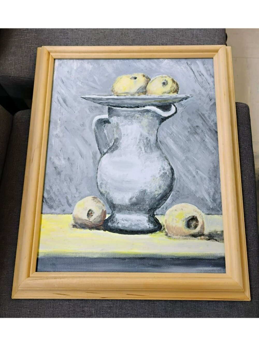 Vintage Style Framed Picasso Still Life Oil Painting Study 11x14 Moody Wall Art